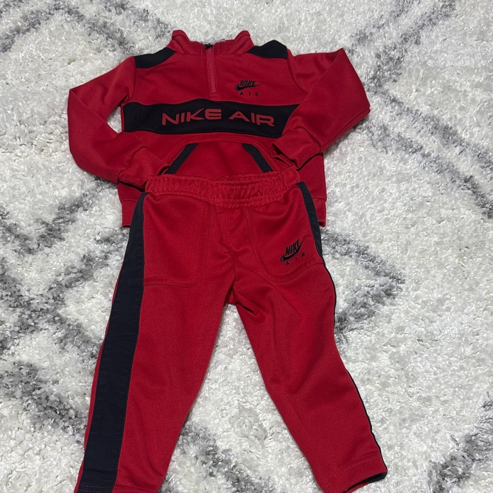 Nike Air Red and Black Tracksuit Set quarter zip